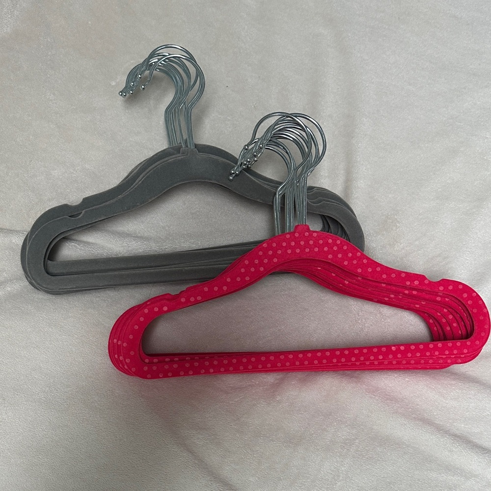 Gray and Pink Velvet Hangers